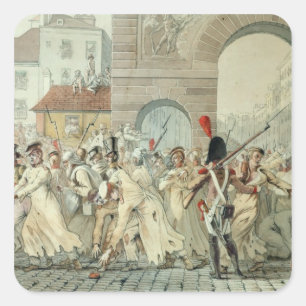 Pegatina Cuadrada Los presos rusos desfilaron en el bulevar