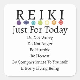 Pegatina Cuadrada Los principios de Reiki aceptan el blanco