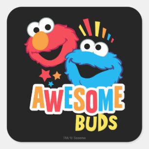 Pegatina Cuadrada Los problemas alucinantes de Elmo y Cookie