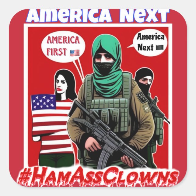 Pegatina Cuadrada Los próximos Pegatinas de Estados Unidos primero/E (Anverso)