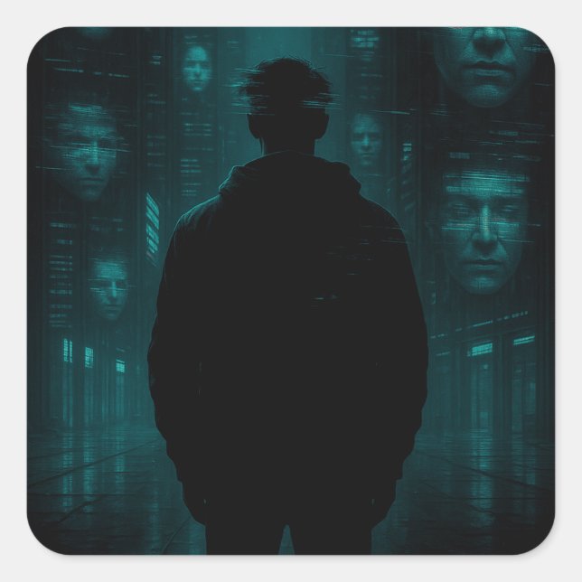 Pegatina Cuadrada Los que te están vigilando ahora (Anverso)