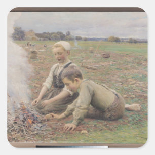Pegatina Cuadrada Los Recolectores De La Papa, 1898