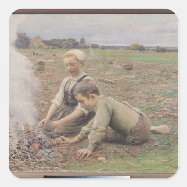Pegatina Cuadrada Los Recolectores De La Papa, 1898 (Anverso)
