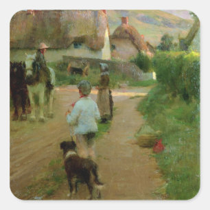 Pegatina Cuadrada Los rezagados, 1888 (aceite en lona)