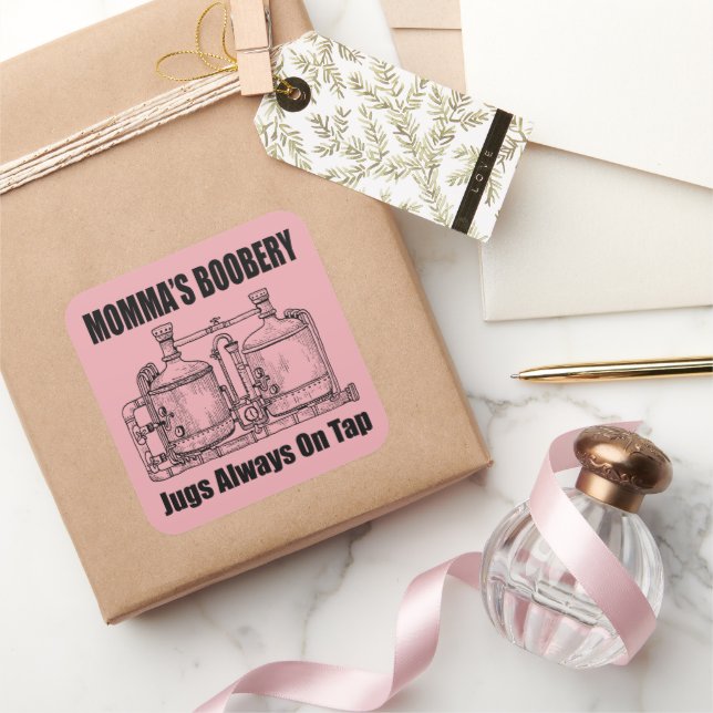 Pegatina Cuadrada Los saltos de boobery de mamá siempre en juego (Regalar)