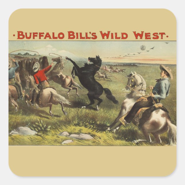 Pegatina Cuadrada Los salvajes caballos occidentales de Buffalo Bill (Anverso)