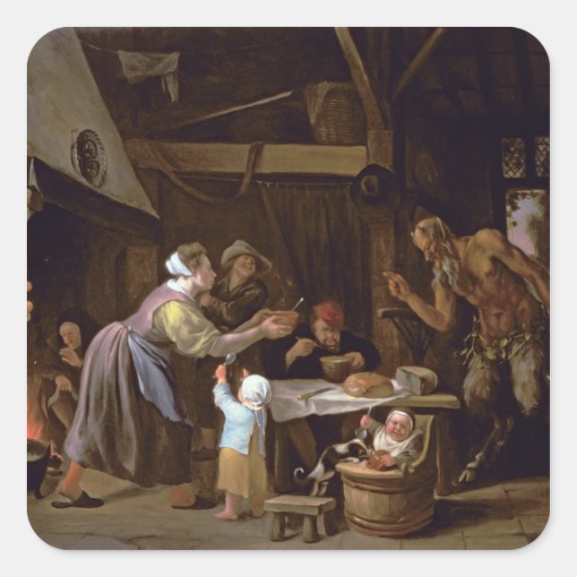 Pegatina Cuadrada Los satélites y la familia (Anverso)