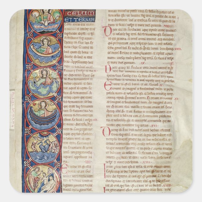 Pegatina Cuadrada Los seis días de la creación (Anverso)