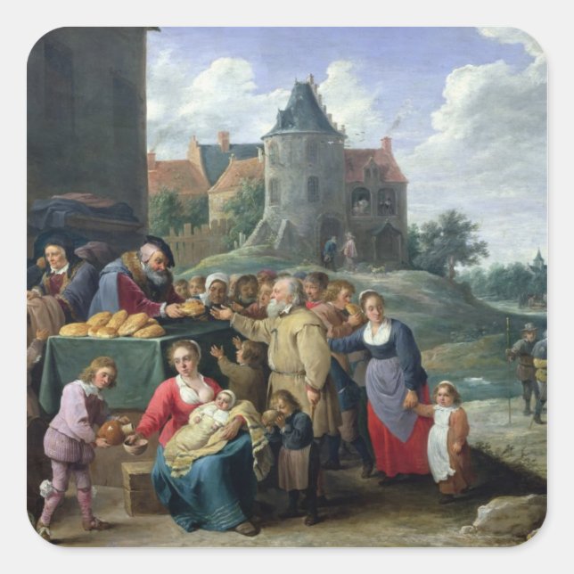 Pegatina Cuadrada Los siete actos de piedad (Anverso)