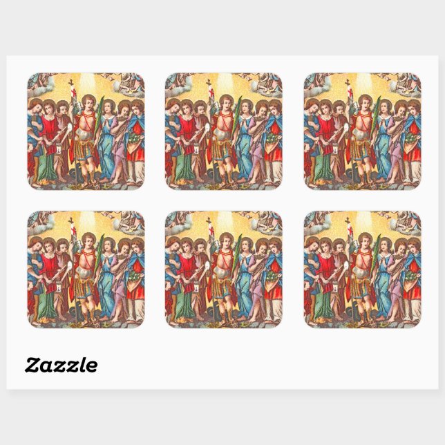 Pegatina Cuadrada Los Siete Archangels (CP 001; Cromolitografía) (Hoja)