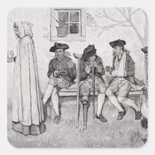 Pegatina Cuadrada Los soldados heridos sentados a lo largo de la par