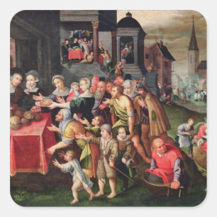 Pegatina Cuadrada Los trabajos de la misericordia