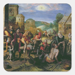 Pegatina Cuadrada Los trabajos de la misericordia