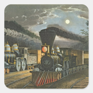 Pegatina Cuadrada Los trenes Lightning Express, 1863