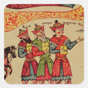 Pegatina Cuadrada Los Tres Magos, detalles de la Natividad