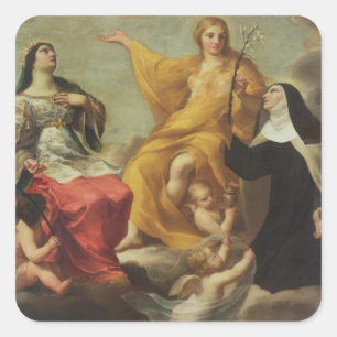 Pegatina Cuadrada Los tres Marys, 1633 (aceite en lona)
