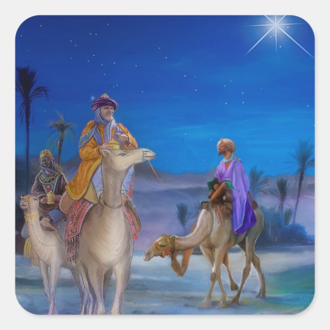 Pegatina Cuadrada Los Tres Reyes (Anverso)