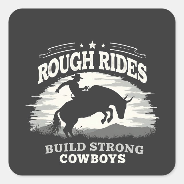 Pegatina Cuadrada Los viajes duros construyen vaqueros fuertes en el (Anverso)