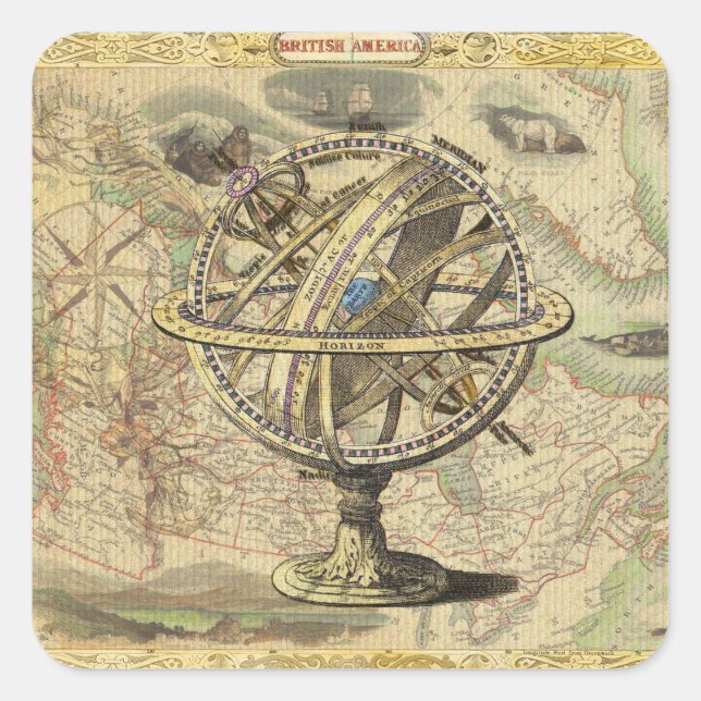 Pegatina Cuadrada Los viejos estadounidenses británicos exploran el  (Anverso)