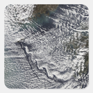 Pegatina Cuadrada Los vórtices de la nube de Cheju hacen, la Corea