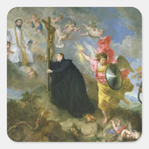 Pegatina Cuadrada Los votos del santo Aloysius de Gonzaga