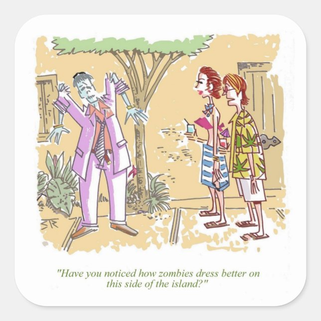 Pegatina Cuadrada Los zombies visten a mejores pegatinas (Anverso)