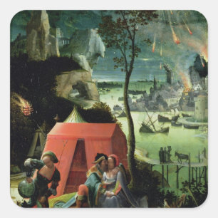 Pegatina Cuadrada Lot y sus hijas (aceite en el panel)