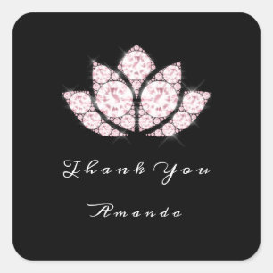 Pegatina Cuadrada Lotus Black White Diamond Bridal 16th Gracias Rosa