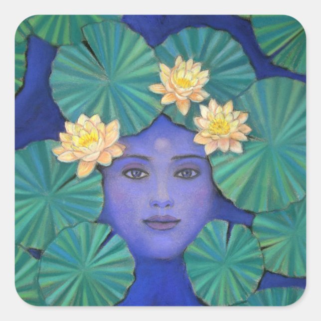Pegatina Cuadrada Lotus Goddess (Anverso)
