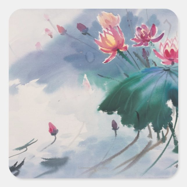 Pegatina Cuadrada Lotus in the Pond (Anverso)