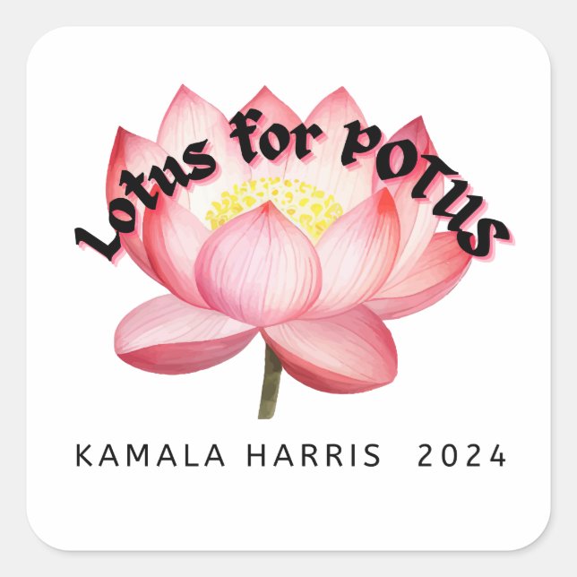 Pegatina Cuadrada Lotus para la elección de POTUS Harris (Anverso)