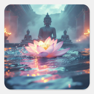 PEGATINA CUADRADA LOTUS - ZEN BUDISMO