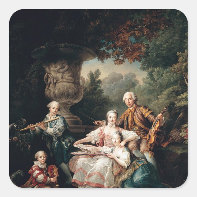 Pegatina Cuadrada Louis du Bouchet Marquis de Sourches (Anverso)