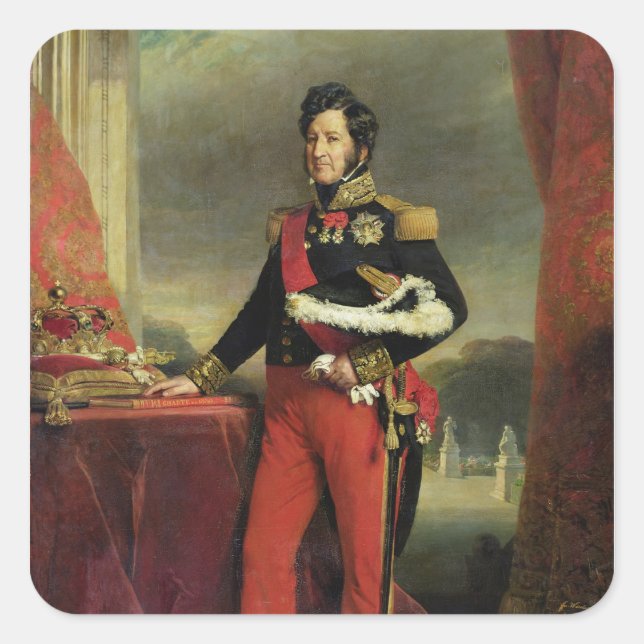 Pegatina Cuadrada Louis-Philippe I , Rey de Francia (Anverso)