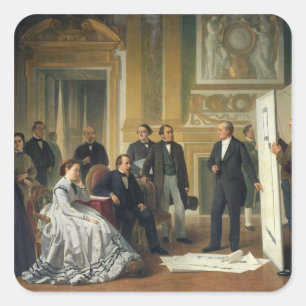 Pegatina Cuadrada Louis Visconti presentando los nuevos planes para