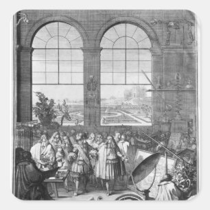 Pegatina Cuadrada Louis XIV y su visita a Entourage