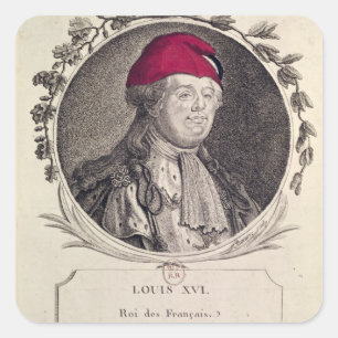 Pegatina Cuadrada Louis XVI que lleva un capo phrygian