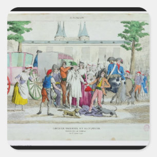 Pegatina Cuadrada Louis XVI y su familia llevados al templo