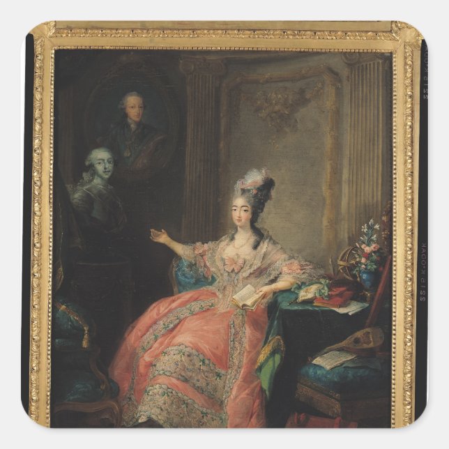 Pegatina Cuadrada Louise Marie Josephine de Saboya (Anverso)