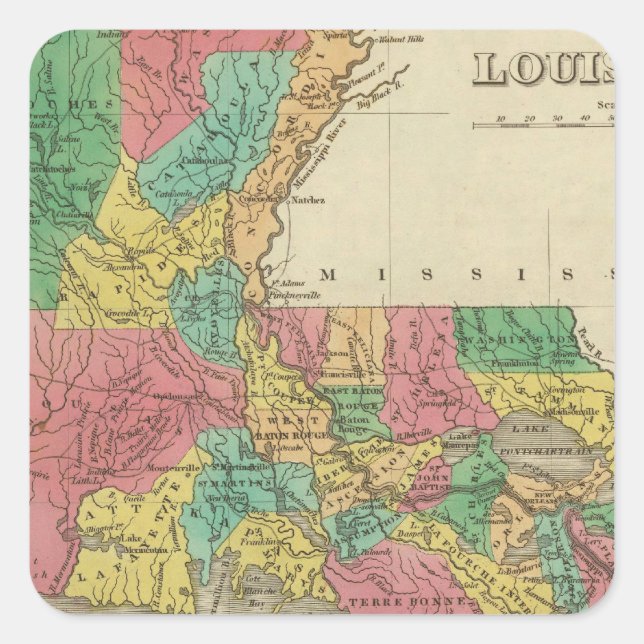 Pegatina Cuadrada Louisiana (Anverso)