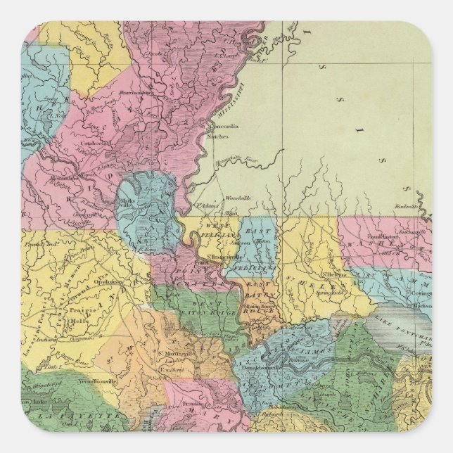 Pegatina Cuadrada Louisiana 10 (Anverso)