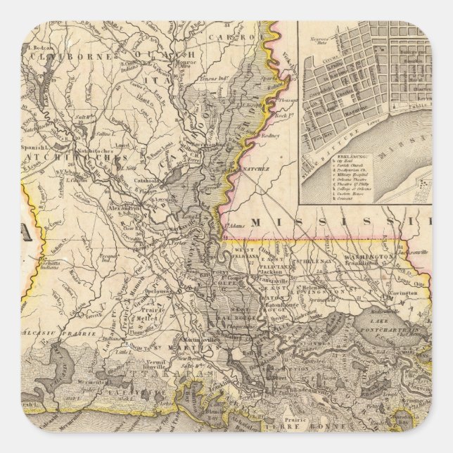 Pegatina Cuadrada Louisiana 5 (Anverso)