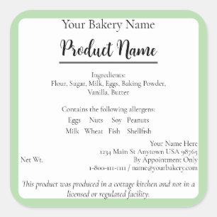 Pegatina Cuadrada Louisiana Cottage Food Business Baking Label