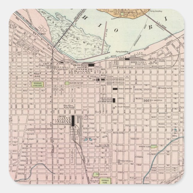 Pegatina Cuadrada Louisville, Kentucky (Anverso)