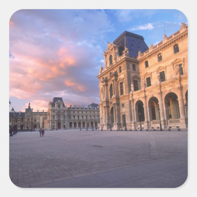 Pegatina Cuadrada Louvre, París, Francia (Anverso)