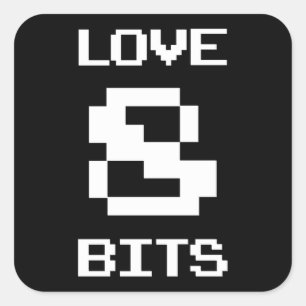 Pegatina Cuadrada Love 8 Bits