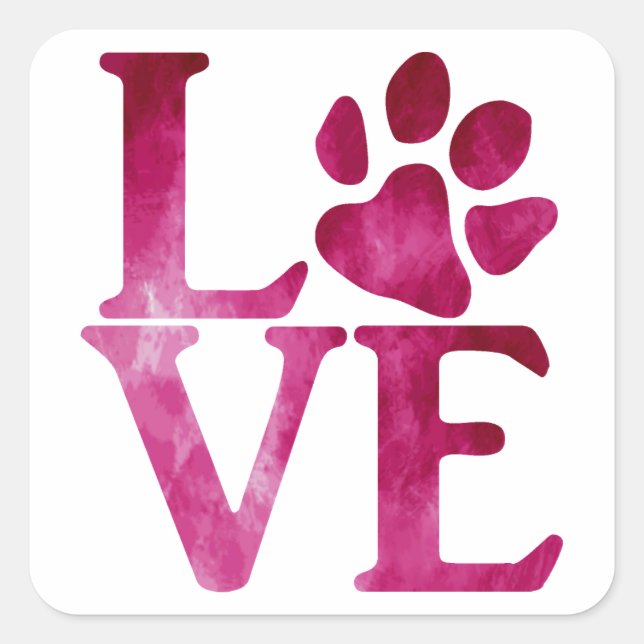 Pegatina Cuadrada Love Classic Bright Pink (Anverso)