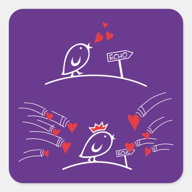 Pegatina Cuadrada LOVE ECHO - Comic Birds Tweetlercools 2 (Anverso)