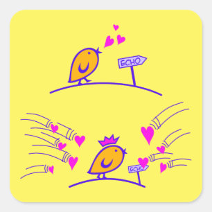 Pegatina Cuadrada LOVE ECHO - Comic Birds Tweetlercools 3