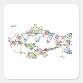 Pegatina Cuadrada love fish love